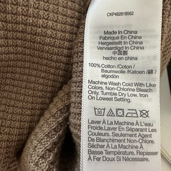 Madewell Mens Johnny Collar Waffle Knit Polo Sweater Size XXL 100% Cotton Stone - Picture 7 of 8